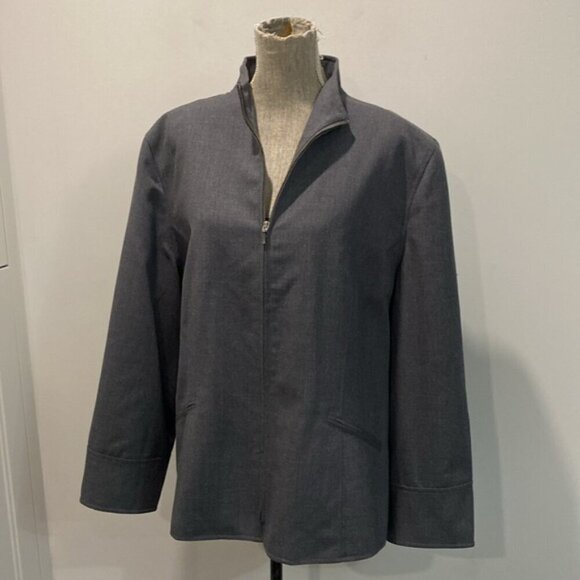 Ralph Lauren Jacket Blazer Wool Gray Zip Up Size 20 - Picture 3 of 16